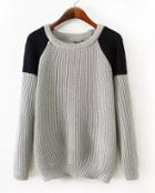 Romwe Color Block Grey Black Sweater