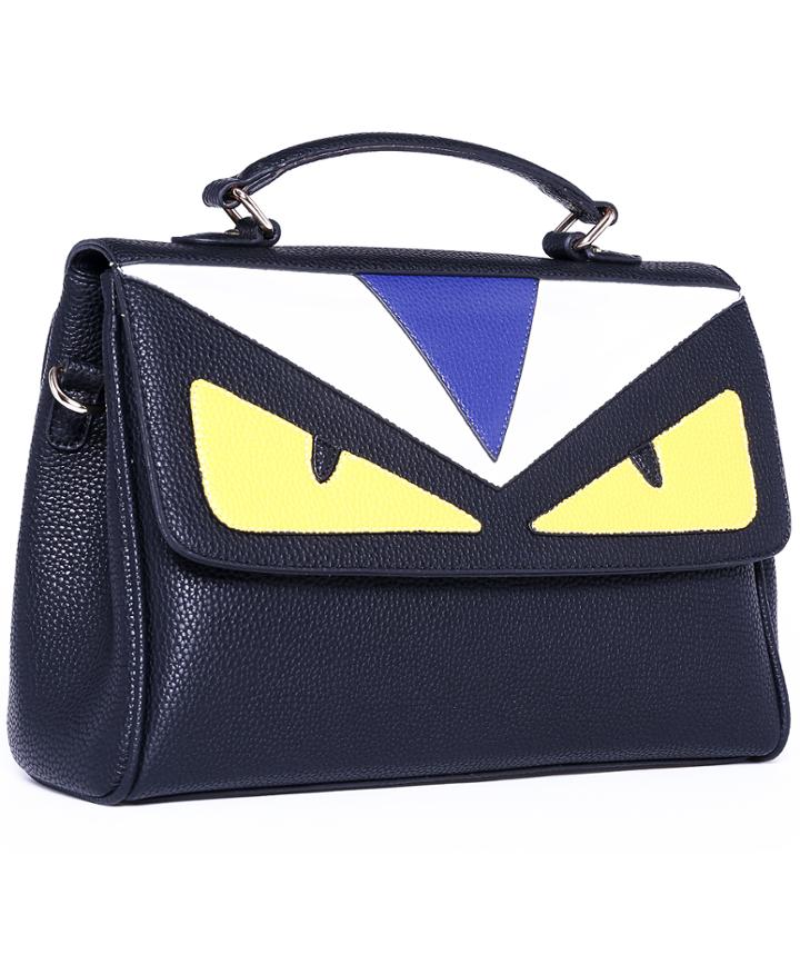 Romwe Black Zipper Contrast Patten Pu Bag