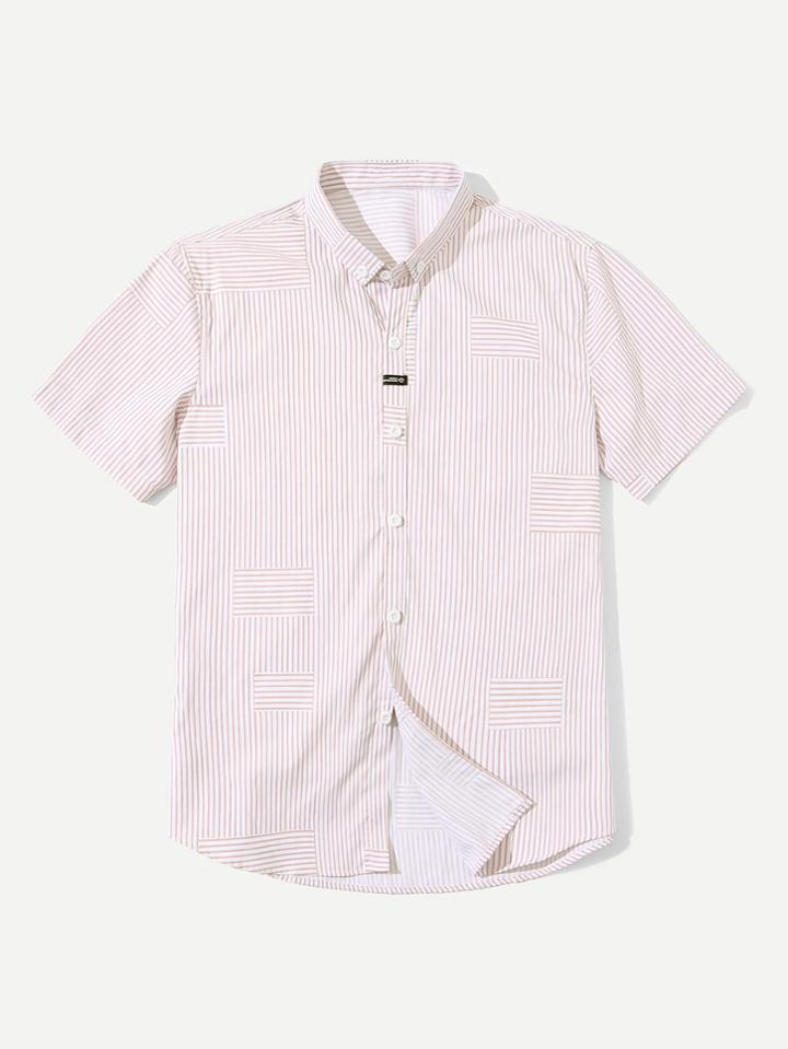 Romwe Striped Shirt With Button Down Collar