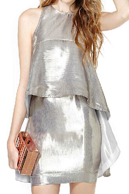 Romwe Romwe Layered Zippered Glisten Elegant Dress