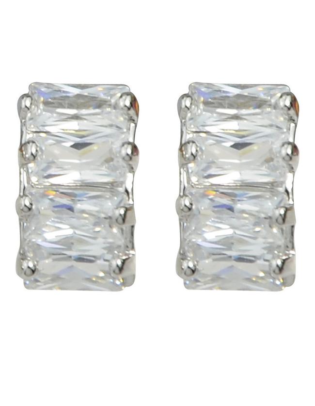 Romwe Silver Plated Rhinestone Stud Earrings