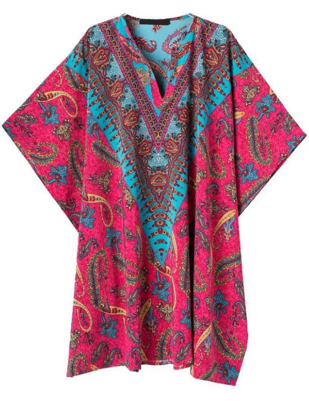Romwe V Neck Vintage Floral Loose Dress