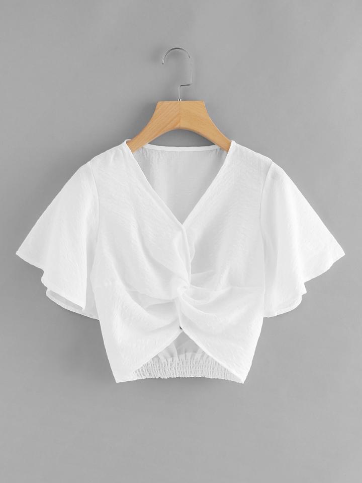 Romwe Twist Front Crop Top