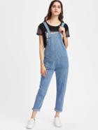 Romwe Roll Up Cuff Denim Dungaree