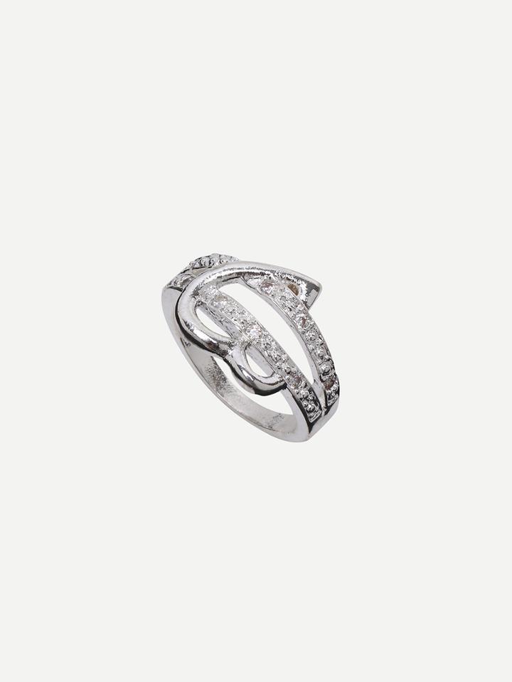 Romwe Silver Plated Heart Shaped Ring