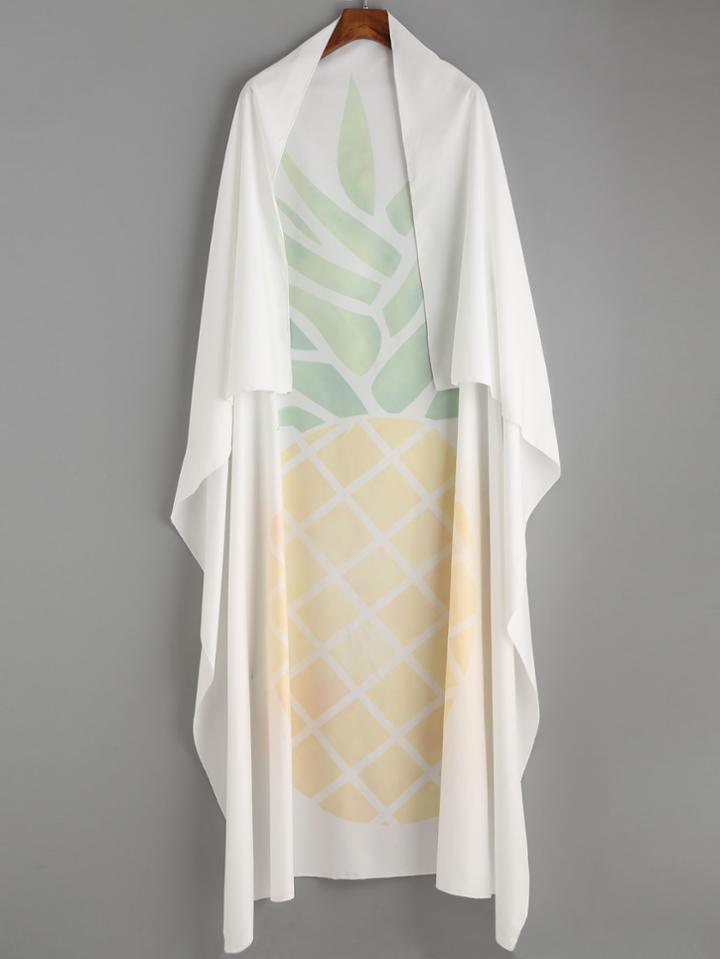 Romwe White Pineapple Print Scarf