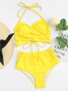 Romwe Cross Wrap Strappy Bikini Set