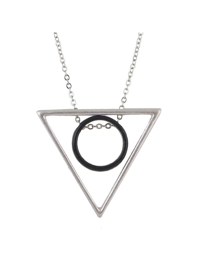 Romwe Triangle Pendant Long Necklace