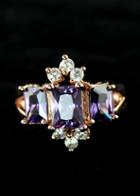 Romwe Purple Diamond Gold Fashion Ring