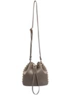 Romwe Khaki Drawstring Bead Pu Satchel Bag