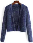 Romwe Long Sleeve Crop Blue Coat