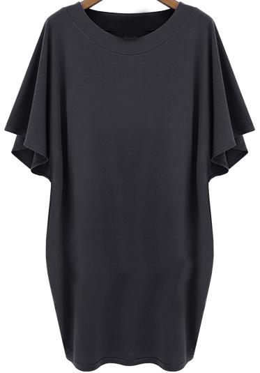 Romwe Batwing Loose Grey Dress