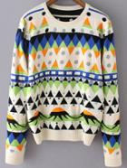 Romwe Geometric Print Apricot Sweater