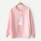 Romwe Rabbit Embroidered Drop Shoulder Pullover