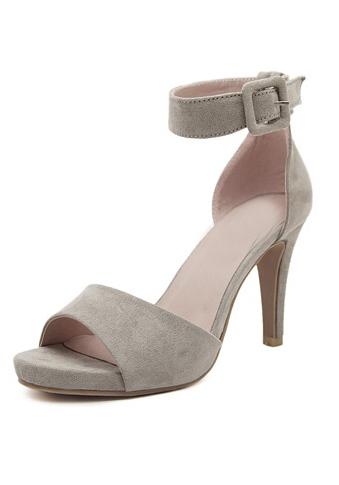 Romwe Grey Suede Slingbacks High Heeled Sandals