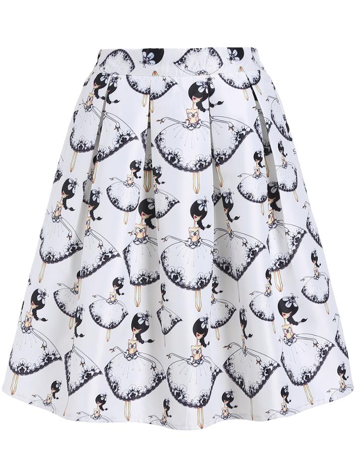 Romwe Cartoon Print Skirt