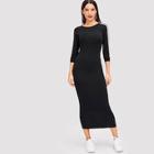 Romwe Raglan Sleeve Striped Print Bodycon Dress