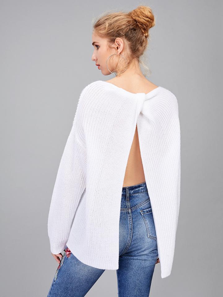 Romwe Twist Split Back Jumper