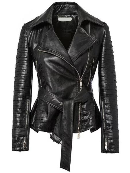 Romwe Lapel Zipper Slim Jacket With Belt