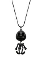 Romwe Black Movable Skeleton Doll Pendant Necklace