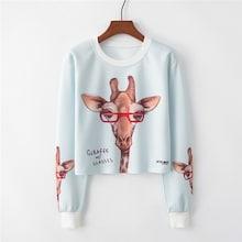 Romwe Giraffe And Letter Print Pullover