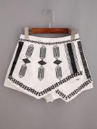 Romwe Embroidered Cross Wrap Asymmetric Shorts - White