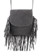 Romwe Gray Pu Shoulder Fringes Bag