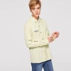 Romwe Guys Letter Embroidered Patched Solid Shirt