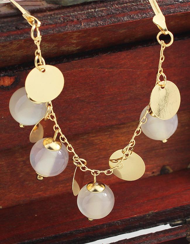 Romwe Round Pieces Opal Pendant Necklace