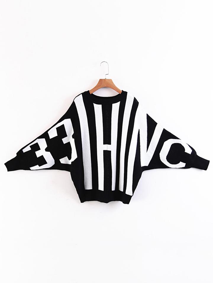 Romwe Two Tone Batwing Sleeve Sweater