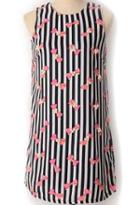 Romwe Vertical Stripe Bow Bead Dress