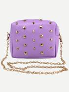 Romwe Purple Studded Pu Chain Bag