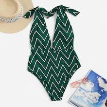 Romwe Random Self Tie Shoulder One Piece Swimsuit