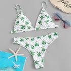 Romwe Random Leaf & Dot Print Bikini Set