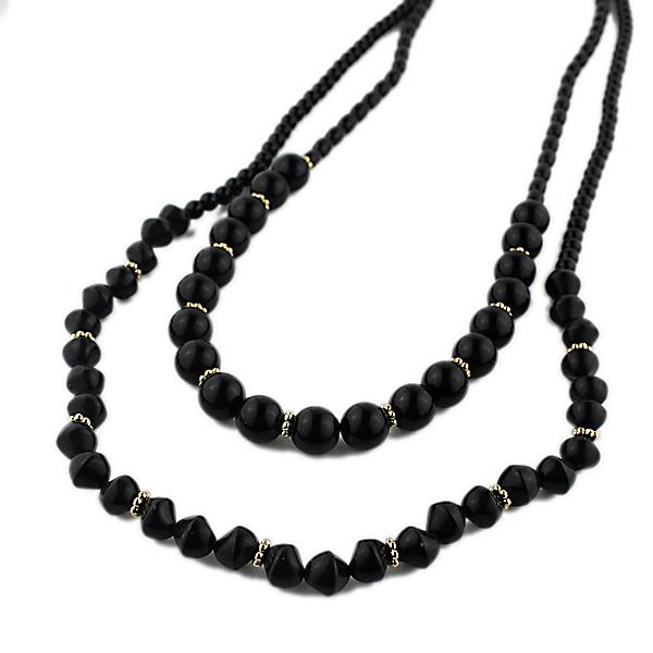 Romwe Black Beading Necklace