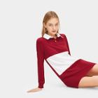 Romwe Cut And Sew Polo Collar Dress