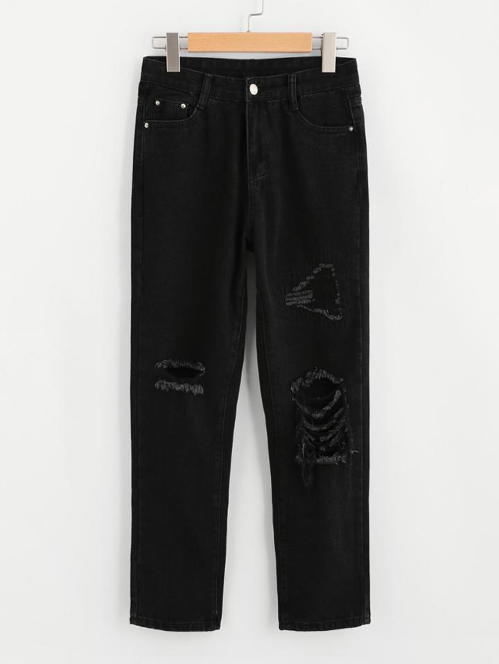 Romwe Ladder Rip Jeans