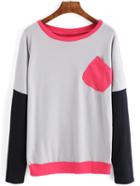 Romwe Color-block Dropped Shoulder Seam T-shirt