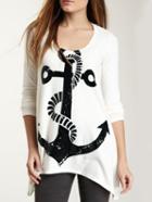 Romwe Anchors Print Long T-shirt
