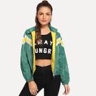 Romwe Color-block Raglan Sleeve Jacket