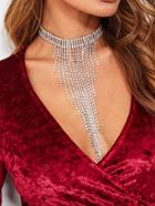 Romwe Rhinestone Chain Tassel Design Delicate Necklace