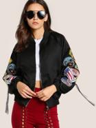 Romwe Patched Up Bomber Jacket