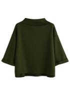 Romwe Crew Neck Cuffed T-shirt