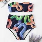 Romwe Random Snake Print Bikini Set