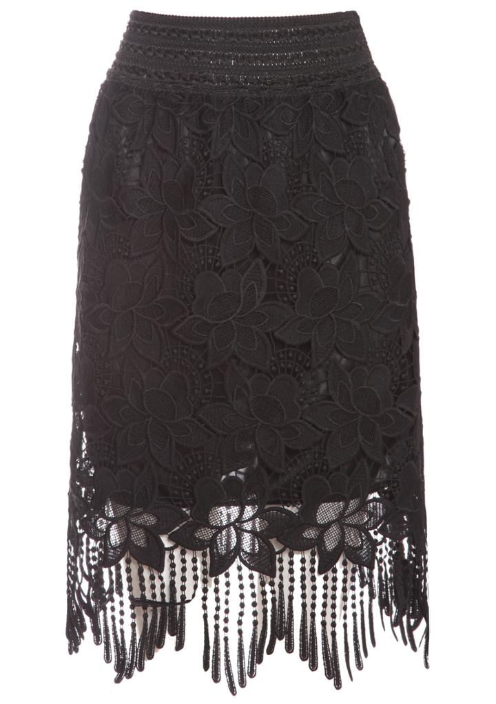 Romwe With Tassel Embroidered Lace Skirt