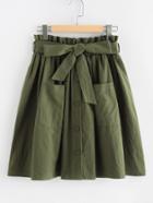 Romwe Frill Waist Pocket Front Buttoned Skirt