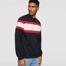 Romwe Men Color-block Rib-knit Trim Pullover