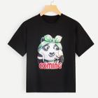 Romwe Letter And Panda Print Tee