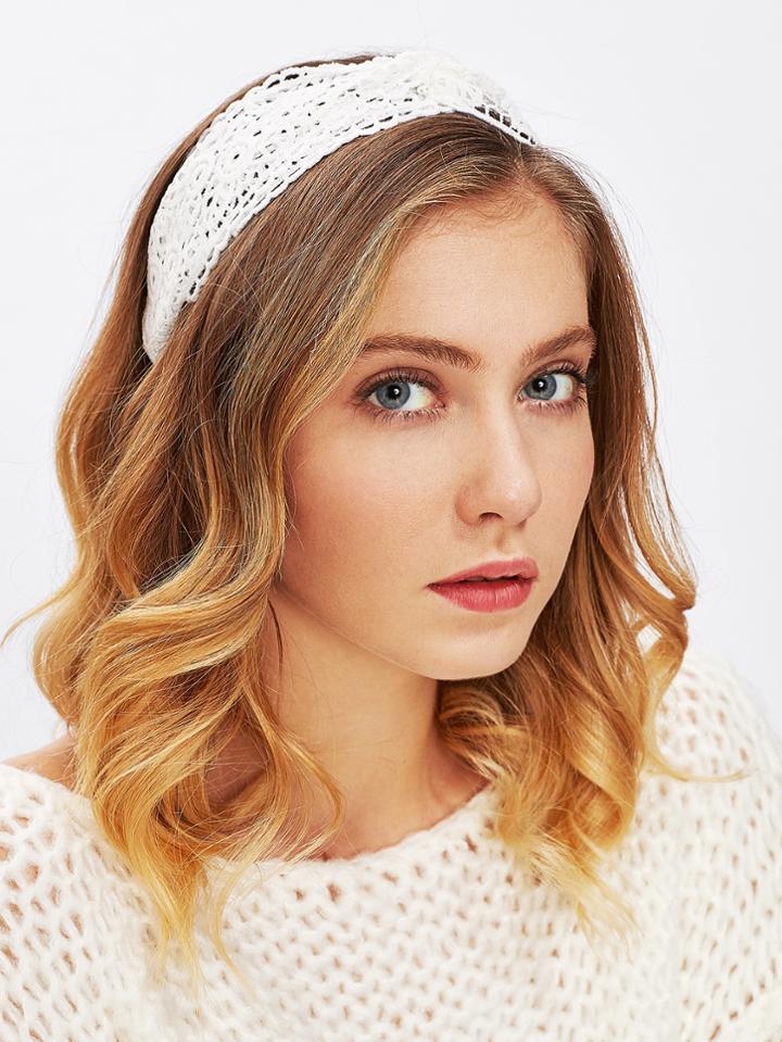 Romwe Lace Crochet Twist Headband