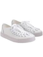 Romwe White Thick-soled Shoelace Pu Flats